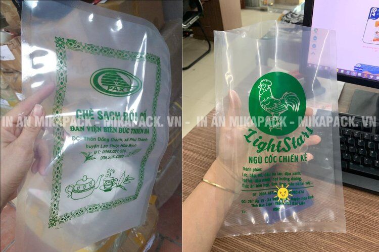 Mẫu in túi hút chân không đựng thực phẩm sấy khô.