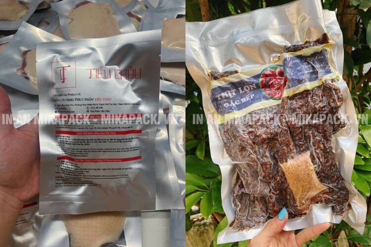 Túi hút chân không mặt bạc in ấn sang trọng.