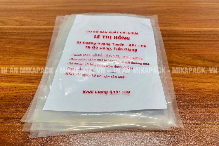 Túi hút chân không in ấn đảm bảo chất lượng, mực in sắc nét, chuẩn màu.