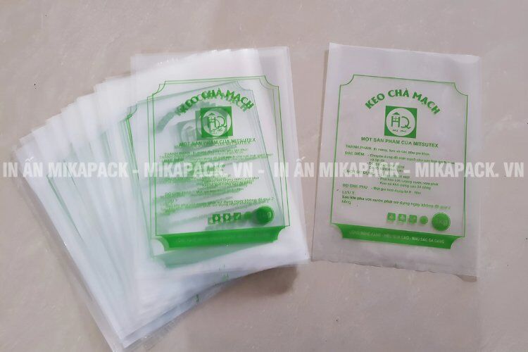 In túi PE bằng phương pháp in lụa.