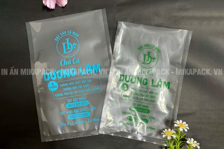 Mẫu in túi hút chân không logo và đầy đủ thông tin.