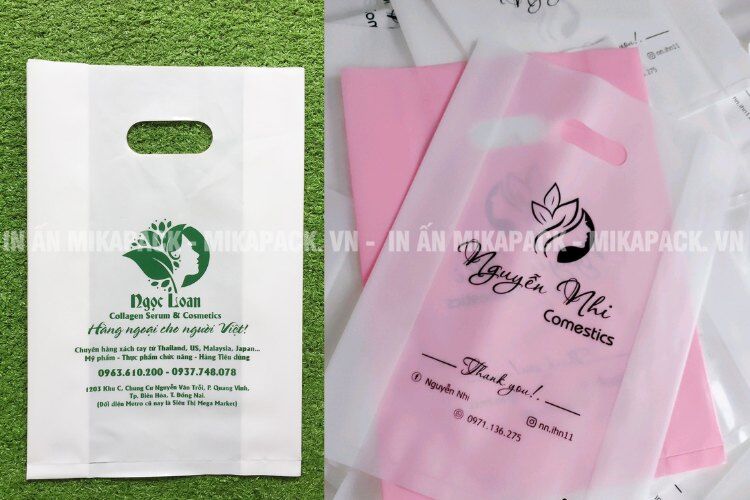 Mẫu in túi xốp đựng mỹ phẩm, cửa hàng nhập khẩu.