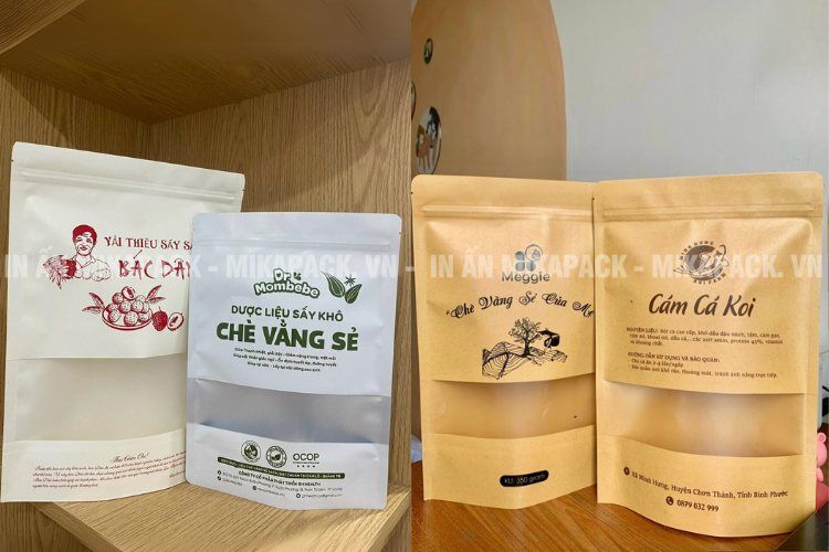 Bao bì trà túi zip giấy, túi zip bạc cao cấp.