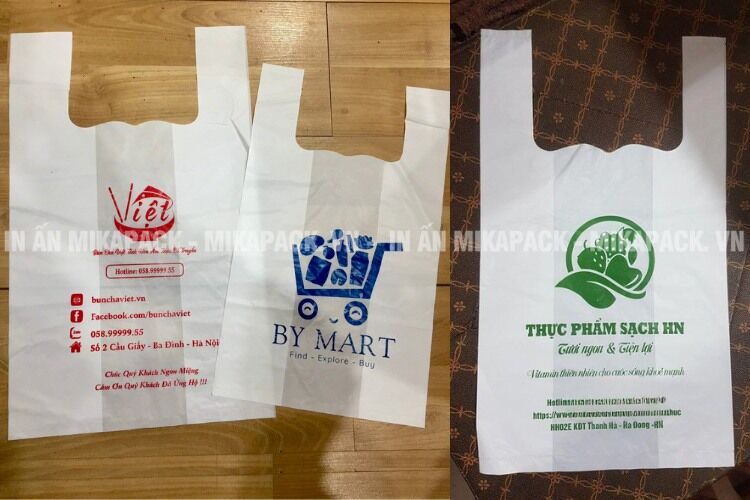 Mẫu in túi nilon siêu thị, túi bách hoá nhiều kích thước tiện lợi.
