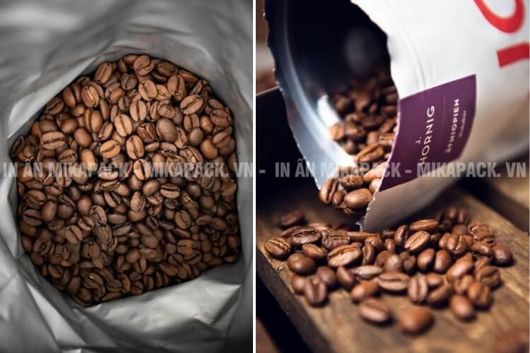 Chất liệu bao bì đựng cà phê ghép màng nhôm MPET.