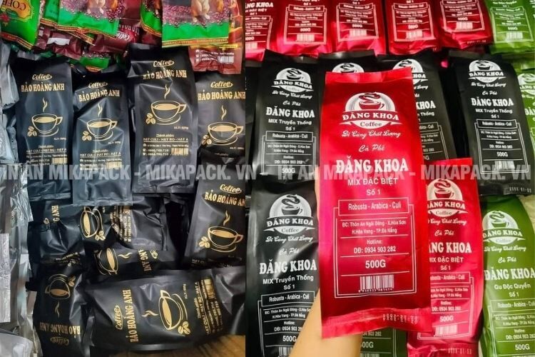 Bạn hoàn toàn có thế đặt in logo, tên cửa hàng cà phê lên bao bì có sẵn.