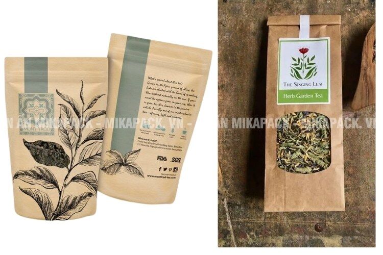 In bao bì trà bằng giấy đựng sản phẩm cao cấp.