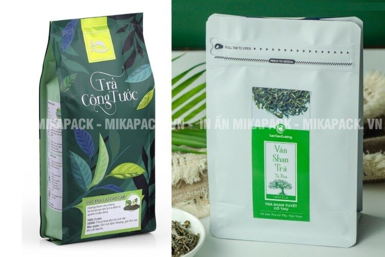In bao bì trà - túi nhôm, túi bạc cao cấp.