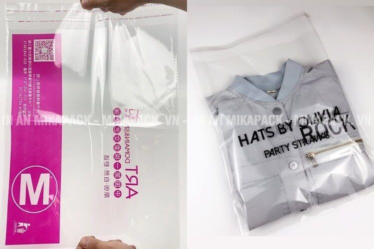 In túi OPP dán miệng đóng quần áo.