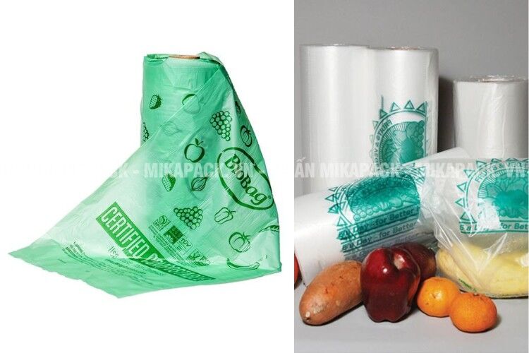 In túi đựng thực phẩm tự huỷ sinh học dạng cuộn cho siêu thị.