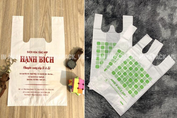 In túi xốp tự huỷ sinh học cho siêu thị, cửa hàng tiện lợi đẹp.
