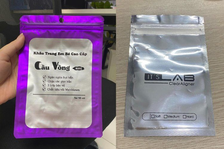 Mẫu in túi zip bạc không đáy đứng (túi zip ba biên)
