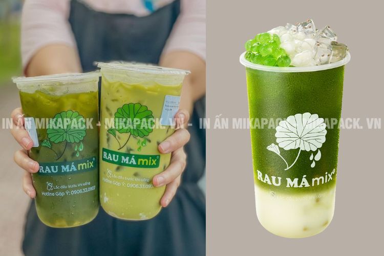 Mẫu in ly nhựa Rau Má Mix
