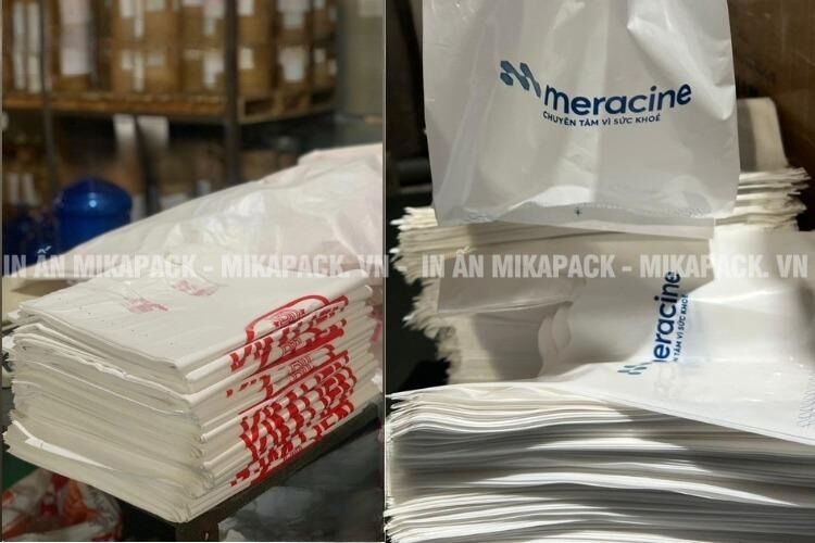 Tham khảo thiết kế và kích thước đặt in túi nilon siêu thị tại Mikapack.