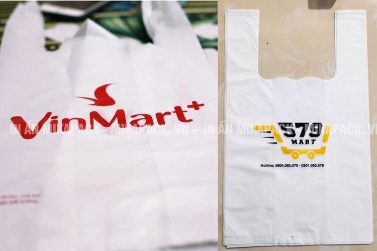 Thiết kế in túi siêu thị thiết kế logo đơn giản, giúp khách hàng ghi nhớ thương hiệu.