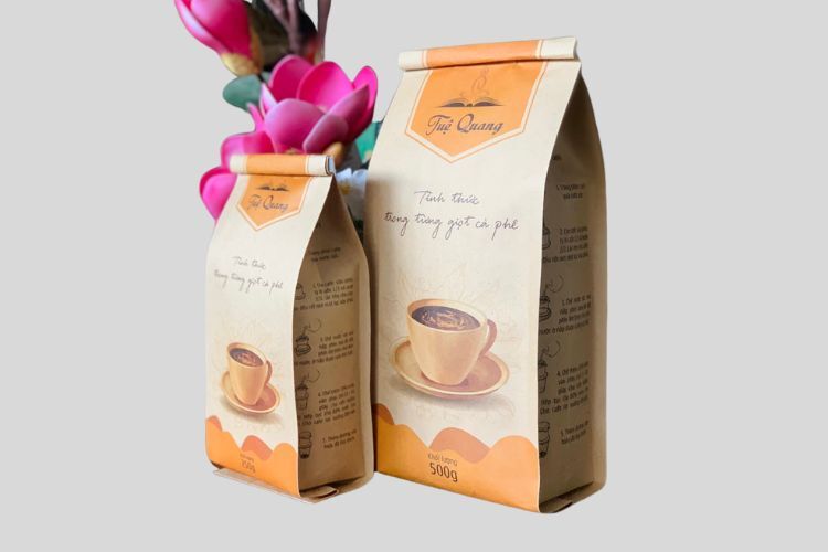 Mikapack in túi giấy đựng cà phê đầy đủ thông tin