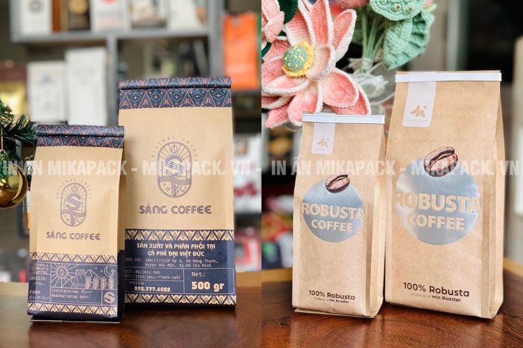 Mikapack nhận in túi giấy đựng cà phê số lượng lớn