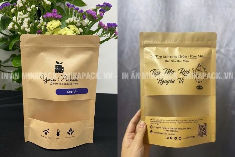 Túi zip giấy cửa sổ tràn viền in đơn giản