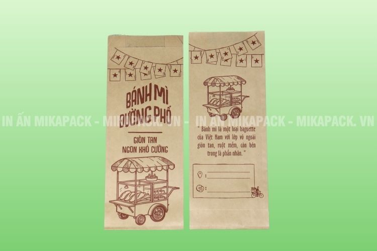 Mẫu túi bánh mì kraft nâu đường phố