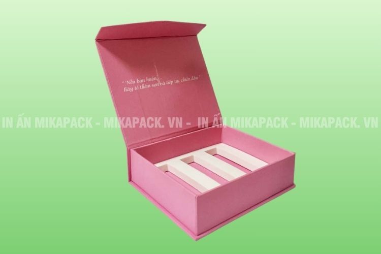 Mikapack in hộp giấy đựng mỹ phẩm nắp nam châm cao cấp