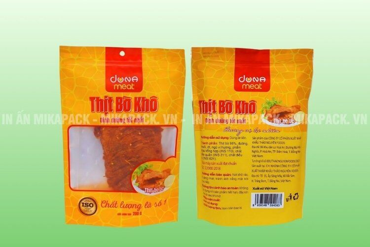 Bao bì khô bò in ấn đẹp mắt giúp tăng độ nhận diện và nâng tầm thương hiệu.