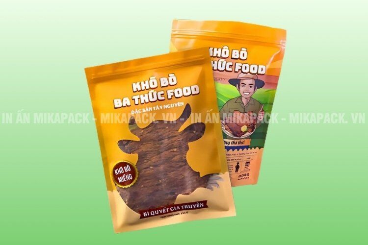Bao bì khô bò kiểu dáng túi zip 3 biên.