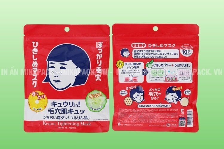 Bao bì mặt nạ kiểu dáng túi zip 3 biên.