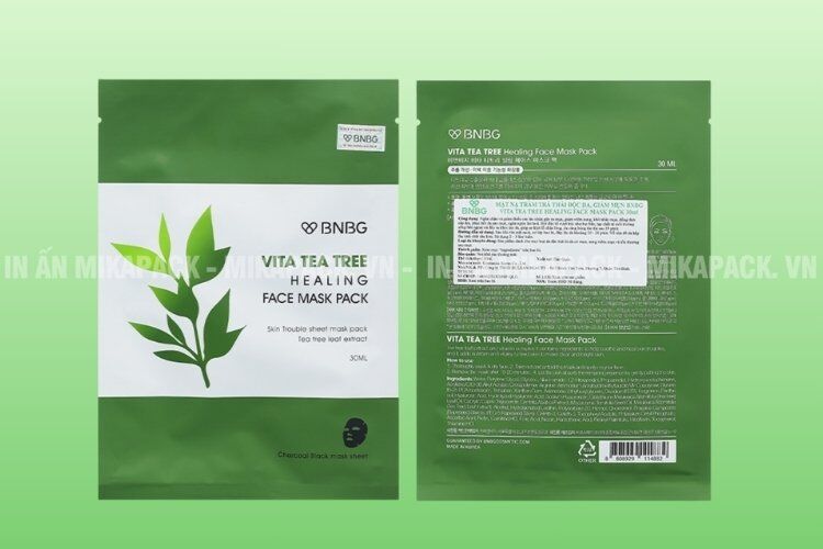 Mẫu bao bì đựng mặt nạ thiết kế đơn giản, bố cục hài hòa.