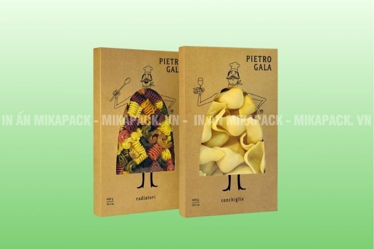 Mẫu bao bì sáng tạo đựng pasta thiết kế độc đáo.