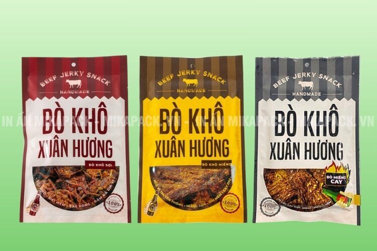 Mikapack chuyên sản xuất và in ấn bao bì khô bò chất lượng, giá rẻ cạnh tranh.