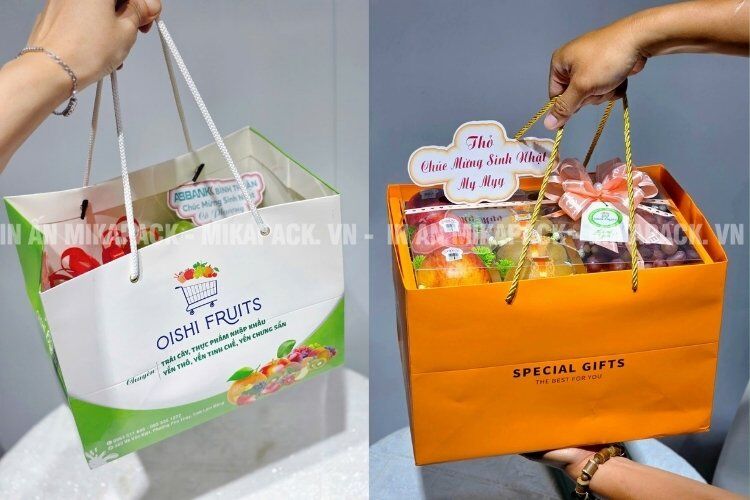 Kích thước, độ dày và quai túi quyết định sức chứa túi giấy đựng hoa quả.
