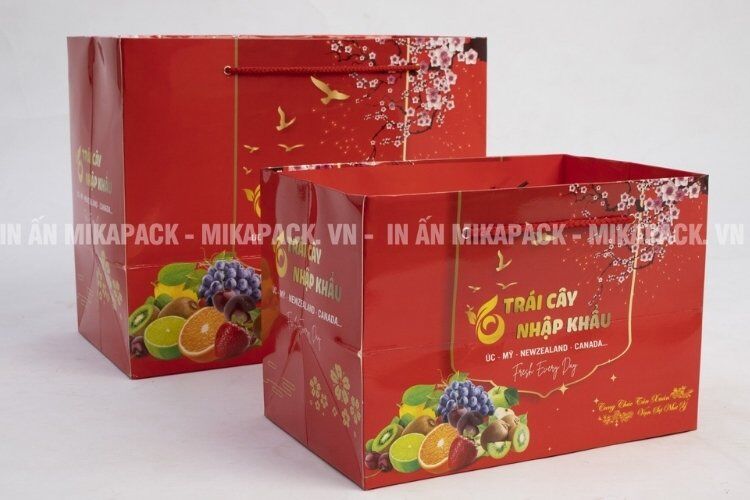 Túi giấy Couches bóng in ấn rực rỡ, nổi bật.