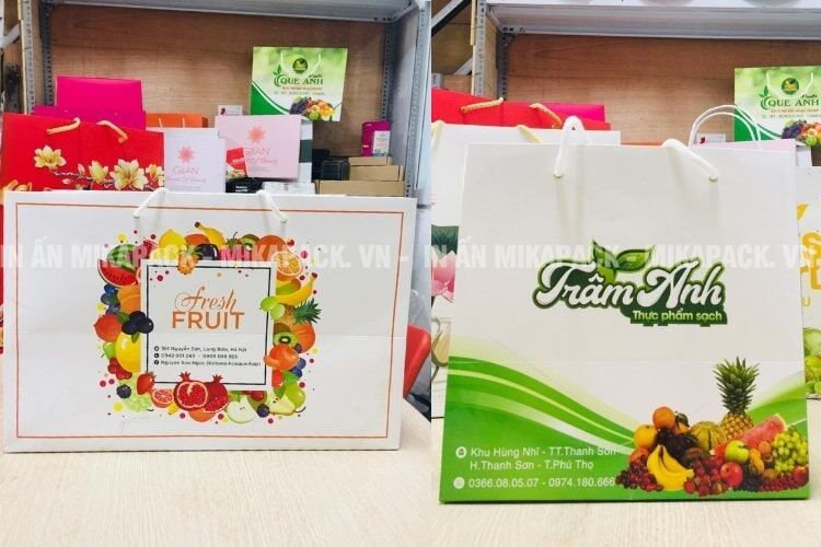 Túi giấy đựng hoa quả dáng túi ngang và túi đứng.