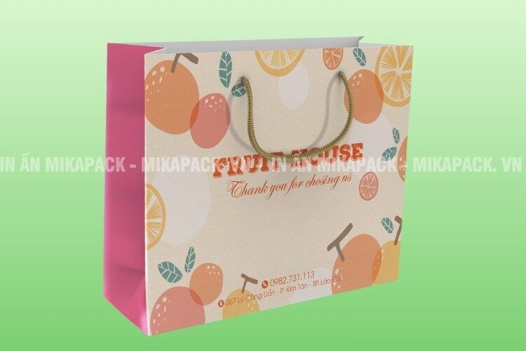 Túi giấy đựng trái cây phong cách vintage, organic bền vững.