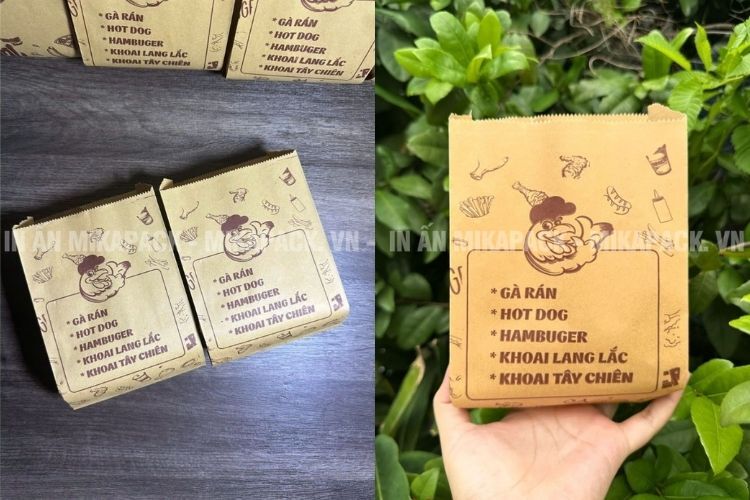 Bạn nên thiết kế mẫu túi giấy đựng gà rán để tránh sai sót, tốn kém chi phí