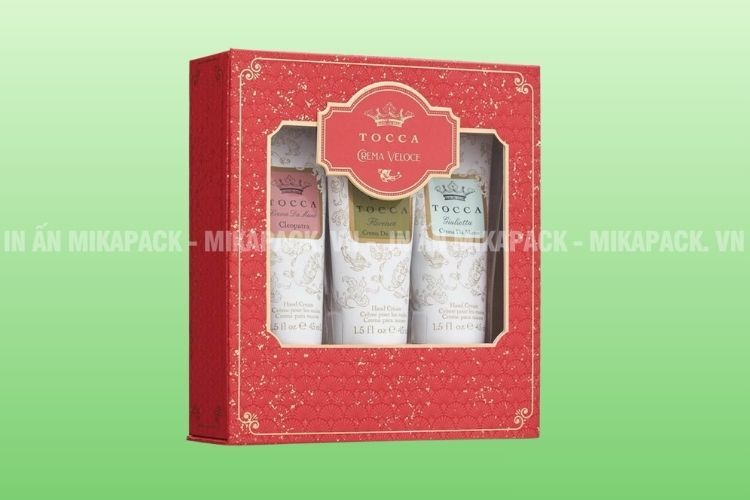 Mẫu in hộp cứng đựng set quà tặng mỹ phẩm