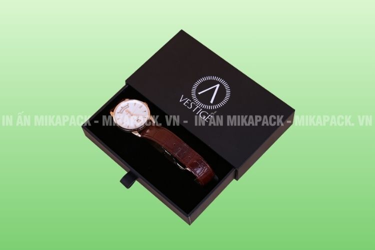 Mẫu in hộp cứng nắp trượt cho đồng hồ nam cao cấp