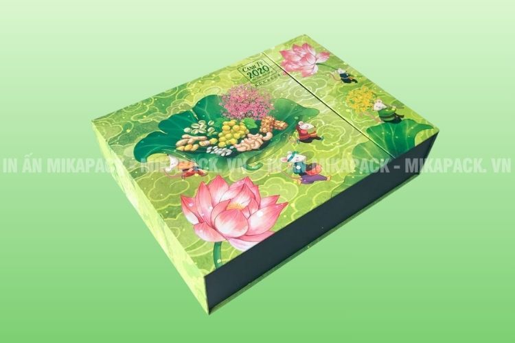 Mẫu in hộp đựng quà Tết trẻ trung, dễ thương 