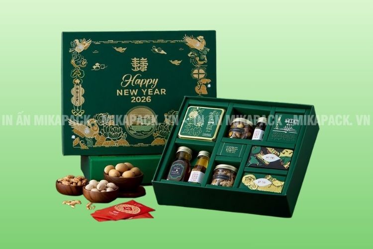 Mikapack báo giá in hộp đựng quà Tết cực nhanh chóng