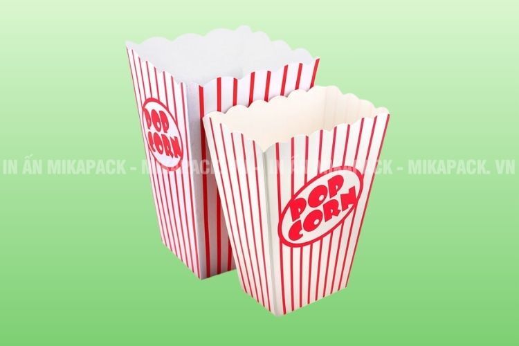 Túi đựng bắp rang bơ làm từ chất liệu giấy Couche
