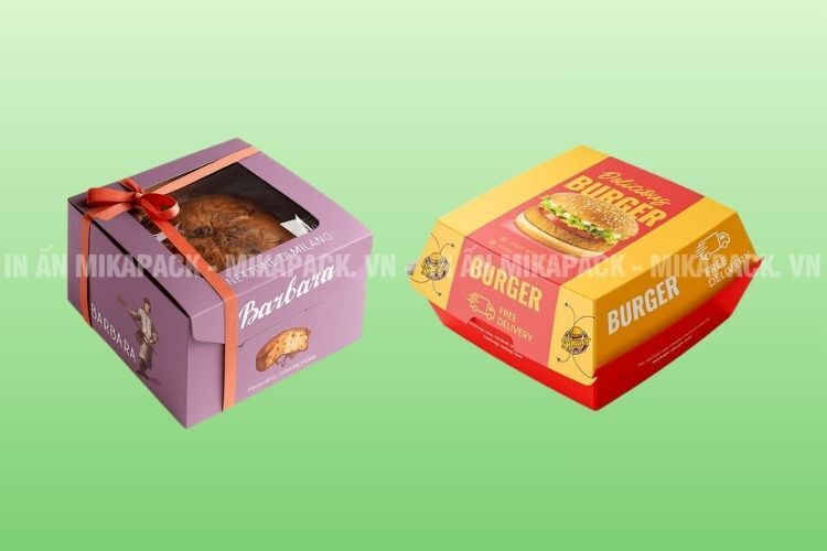 In hộp giấy đựng thức ăn nắp gài