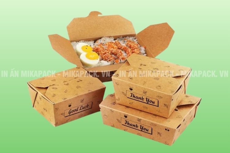 In hộp giấy thực phẩm nắp móc chéo