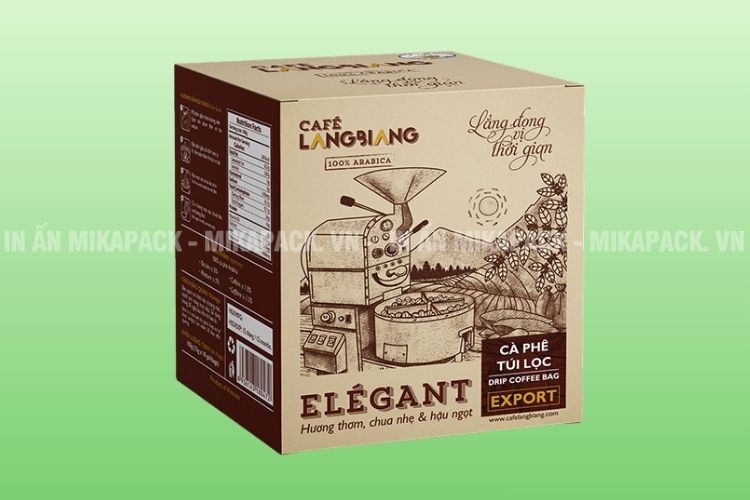 Mẫu hộp giấy đựng cafe in họa tiết truyền thống sắc nét